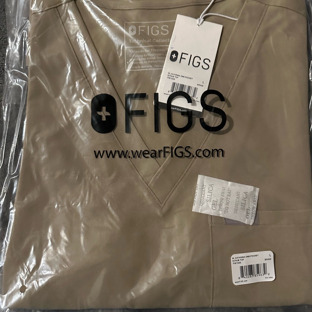 Figs Catarina Scrub Top, Large, Latte